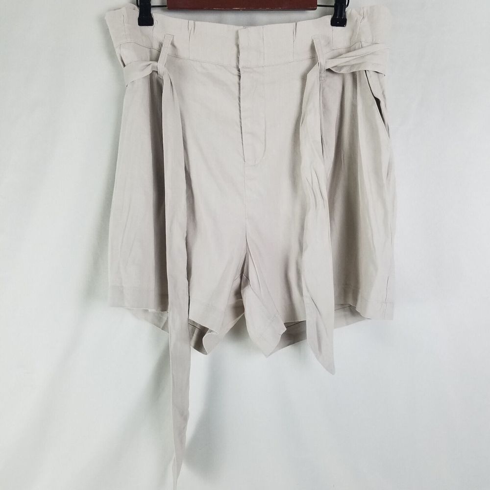 Inc Shorts Womens‎ XL Beige Linen Blend Mid Rise Belted New With Tag Toad Stool